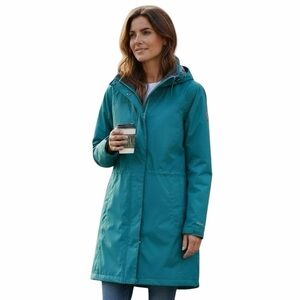 LL Bean Long Winter Jacket Teal Hooded, size XL,